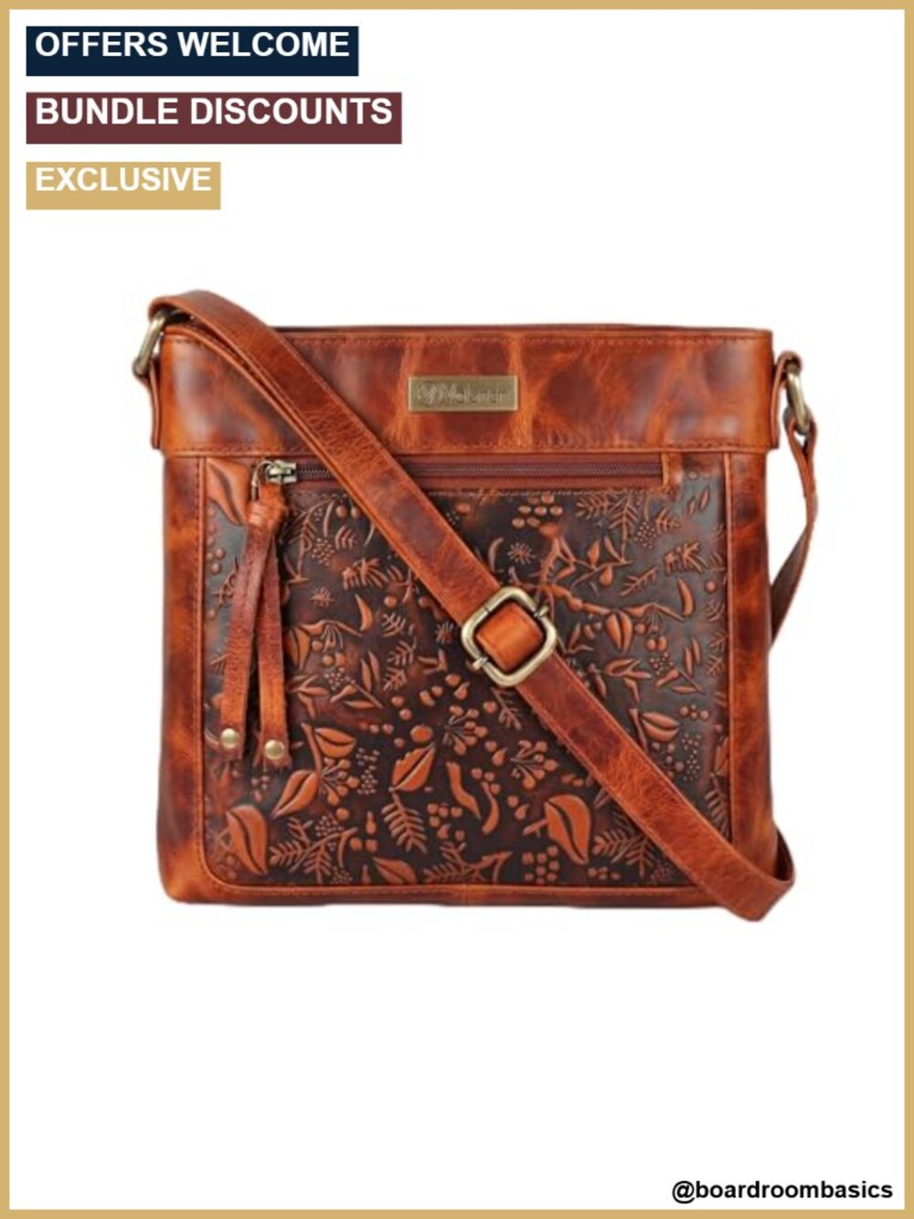 Genuine Leather Crossbody Bag Adjustable Strap YKK Zippers
